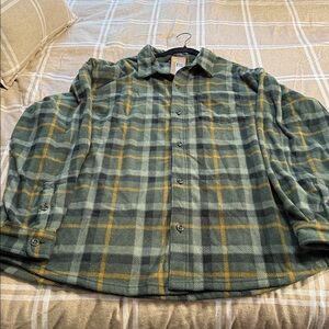 Eddie Bauer Green Plaid Button-Up Shirt